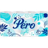 Туалетная бумага 3 слоя PERO Liqht 8 рулонов белый