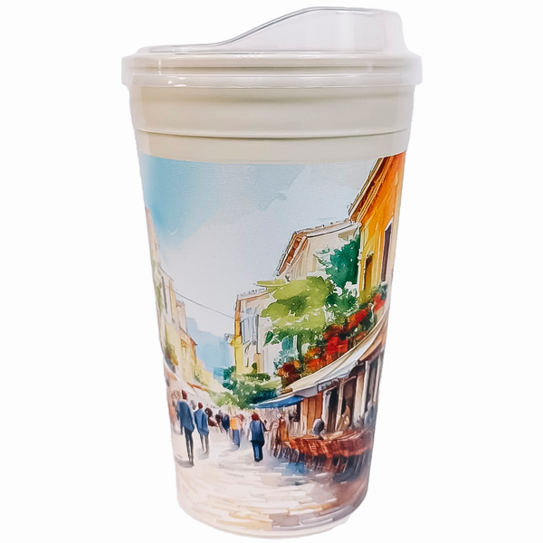 Стакан 0,5л Город-1 с крышкой белый СТК-3628 /10шт/160шт/ПП