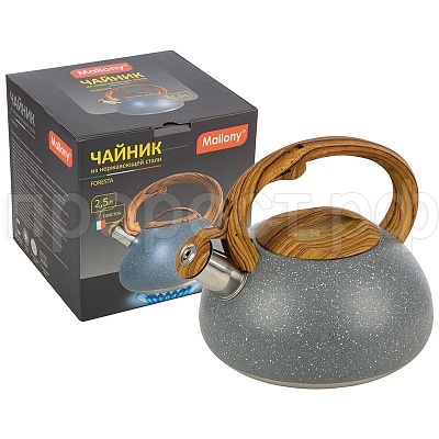 Чайник 2,5л Foresta нерж. сталь, мрамор ручка под дерево со свистком Чайник 2,5л Foresta нерж. сталь, мрамор ручка под дерево со свистком