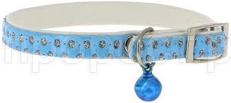 Ошейник синтетик 10мм двойной с блестками и бубенчиком синий 28см/00210115-06 Ошейник синтетик 10мм двойной с блестками и бубенчиком синий 28см/00210115-06