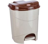 Контейнер для мусора с педалью 7л бежевый мрамор М2890