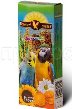Лакомство для птиц Палочки Верные друзья для всех попугаев абрикос 150гр Лакомство для птиц Палочки Верные друзья для всех попугаев абрикос 150гр