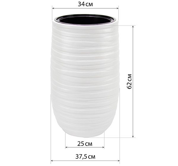 Кашпо ЛАЙН D375*Н620 9/59л белый М3412
