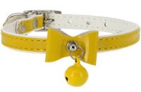 Ошейник синтетик 10мм двойной прошитый с бантом и бубенчиком желтый 30см/00210107-04 Ошейник синтетик 10мм двойной прошитый с бантом и бубенчиком желтый 30см/00210107-04