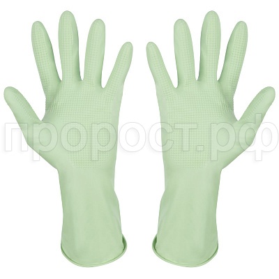 Перчатки хозяйственные латексные с хлопковым напылением S зеленый Перчатки хозяйственные латексные с хлопковым напылением S зеленый