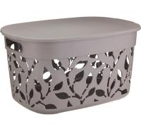 Коробка для хранения ФЛОРА 12л французский серый с крышкой М2363 Коробка для хранения ФЛОРА 12л французский серый с крышкой М2363