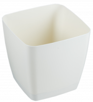 Кашпо Крокус 22*22см 6,5л квадратное с поддоном слоновая кость 07058