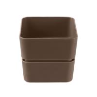 Кашпо квадрат Фиори 0,45л трюфель с под. 9,6*9,6*8,6см КШ-0516 /24шт/ПП