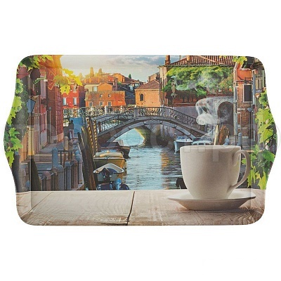 Поднос сервировочный FANTASIA 43,5*27*2,8см с дизайном  Поднос сервировочный FANTASIA 43,5*27*2,8см с дизайном