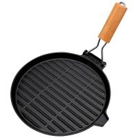 Сковорода-гриль чугунная D27см PADELLA круглая с деревянной ручкой
