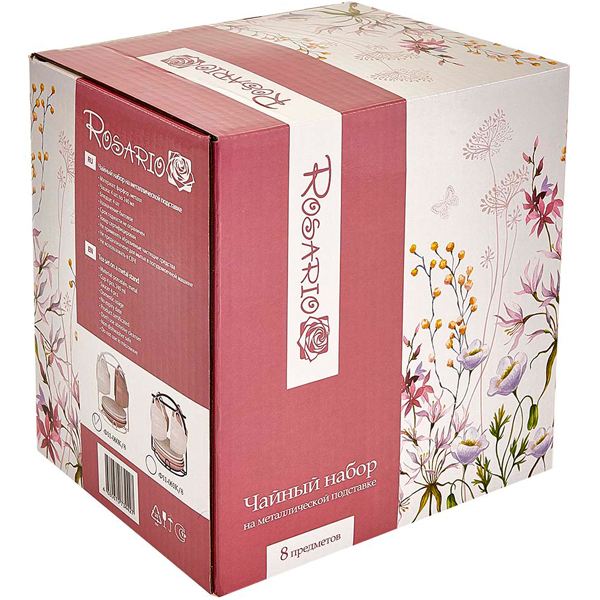 Набор чайный Bloom 8 предмета (4 пары 240мл) на метал. подставке фарфор Ф11-061К/8 /8шт/ Rosario