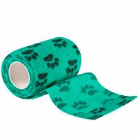 Бинт(бандаж) VETЗАБОТА самофиксирующийся зеленый с лапками 10см*4,5м/ 