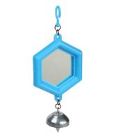 Зеркало для попугаев с колокольчиком многоугольное  Зеркало для попугаев с колокольчиком многоугольное