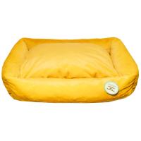 Лежанка прямоугольная мех однотон с подушкой холофайбер Горчичный 65*50*18см/DONBARON