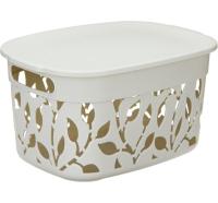 Коробка д/хранения ФЛОРА 5,5л белый ротанг с крышкой М2362 /15шт/М-пласт  Коробка д/хранения ФЛОРА 5,5л белый ротанг с крышкой М2362 /15шт/М-пласт