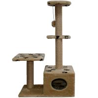 Когтеточка домик с 2-умя полками и домиком квадратная мех джут корич с игрушкой 114*66*38см/DONBARON Когтеточка домик с 2-умя полками и домиком квадратная мех джут корич с игрушкой 114*66*38см/DONBARON