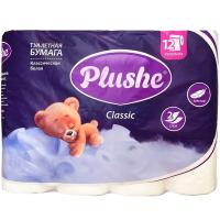 Туалетная бумага 2 слоя "Plushe Classic" 12рулонов*18м белый/12шт/0232
