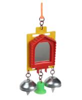 Зеркало двойное с 2 железными и 1 пластиковым колокольчиком  Зеркало двойное с 2 железными и 1 пластиковым колокольчиком