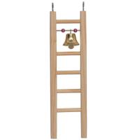 Игрушка для птиц Лесенка деревянная малая с бусами и колокольчиком  Игрушка для птиц Лесенка деревянная малая с бусами и колокольчиком