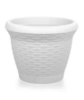 Цветочный горшок Плетение 25л белый с поддоном