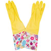 Перчатки хозяйственные латексные опудренные L удлиненный манжет с рис. желтый 87692 /12шт/ Перчатки хозяйственные латексные опудренные L удлиненный манжет с рис. желтый 87692 /12шт/