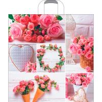 ПТЛ51558 Пакет 45*45 Романтичная роза 1ШТ ПЭ с петлей /25шт/250шт/