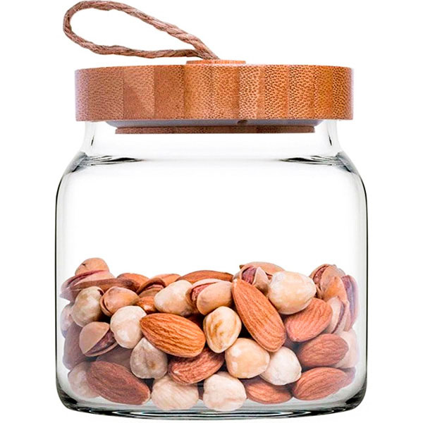 Банка стеклянная 575мл с бамбук крышкой ВУДИ /43573SLB Банка стеклянная 575мл с бамбук крышкой ВУДИ /43573SLB