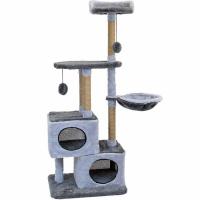 Когтеточка Комплекс ЭЛЬЗА разборный, 3-х уровн.,2 домика 80*42*h139см мех,джут серый/8755серДарэленд Когтеточка Комплекс ЭЛЬЗА разборный, 3-х уровн.,2 домика 80*42*h139см мех,джут серый/8755серДарэленд