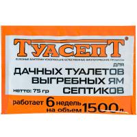 Биоочиститель ТУАСЕПТ для выгребных ям септиков и дачных туалетов 75гр Биоочиститель ТУАСЕПТ для выгребных ям септиков и дачных туалетов 75гр