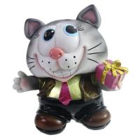 Копилка Котик с подарком (серый) L14W11.5H15.5см 626456/SK032 Копилка Котик с подарком (серый) L14W11.5H15.5см 626456/SK032