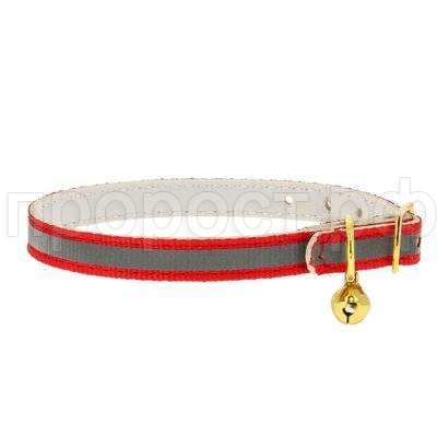 Ошейник синтетик 10мм светоотражающий с бубенчиком красный 30см/00210119-02 Ошейник синтетик 10мм светоотражающий с бубенчиком красный 30см/00210119-02