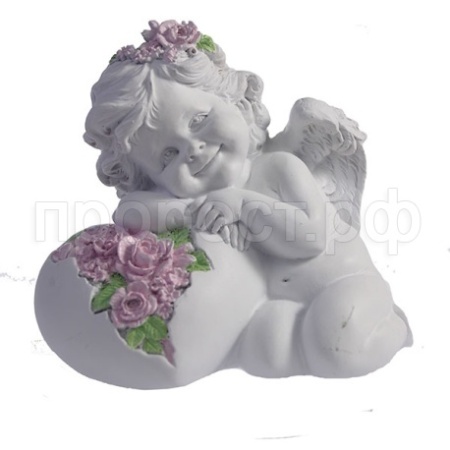 Ангел Сердце роз белый L15W9H13см  713145/A069  Ангел Сердце роз белый L15W9H13см  713145/A069