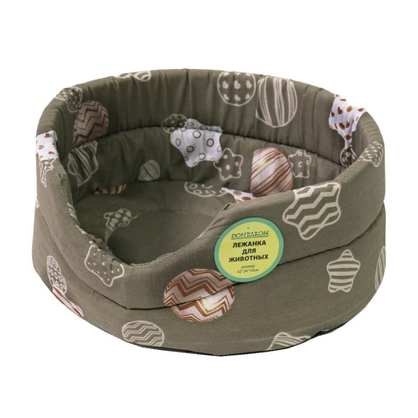 Лежанка овальная стеганая поролоновая хлопок Рождество 42*34*18см/DONBARON Лежанка овальная стеганая поролоновая хлопок Рождество 42*34*18см/DONBARON