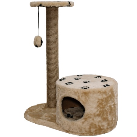 Когтеточка домик с полкой на основании круглая мех джут беж с игрушкой 37*68*80см/DONBARON Когтеточка домик с полкой на основании круглая мех джут беж с игрушкой 37*68*80см/DONBARON