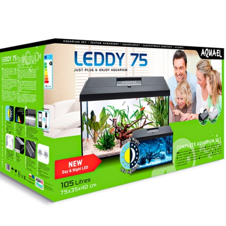 Аквариум прямоугольный полный комплект 105л(76х36х46см) LEDDY SET 75 черный/124534/АП Аквариум прямоугольный полный комплект 105л(76х36х46см) LEDDY SET 75 черный/124534/АП