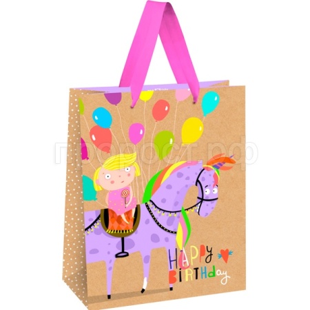 Пакет подарочный 18*23*10см "Happy Birthday. Unicorn" крафт MESHU/MS_51733/Рельеф Пакет подарочный 18*23*10см "Happy Birthday. Unicorn" крафт MESHU/MS_51733/Рельеф