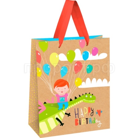 Пакет подарочный 18*23*10см "Happy Birthday. Dragon" крафт MESHU/MS_51747/Рельеф Пакет подарочный 18*23*10см "Happy Birthday. Dragon" крафт MESHU/MS_51747/Рельеф