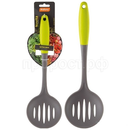 Шумовка Novita из нейлона с цветной ручкой из TPR   Шумовка Novita из нейлона с цветной ручкой из TPR