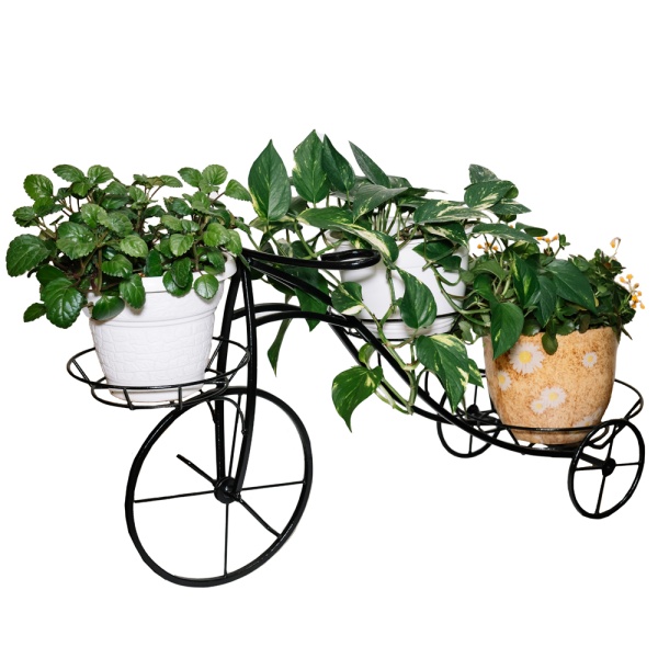 Подставка садовый декор ВЕЛОСИПЕД 3 горшка черный РЗДИ/1шт Подставка садовый декор ВЕЛОСИПЕД 3 горшка черный РЗДИ/1шт