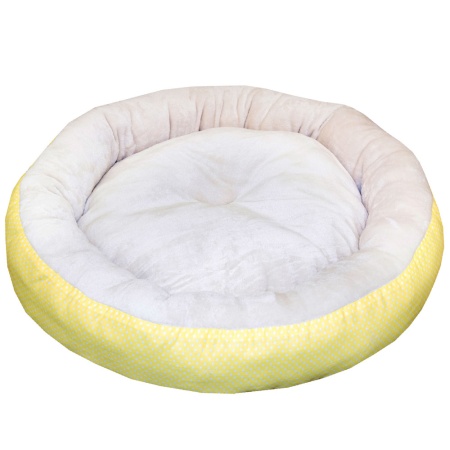 Лежанка ватрушка плюш желтый горох 70*17см/DONBARON Лежанка ватрушка плюш желтый горох 70*17см/DONBARON