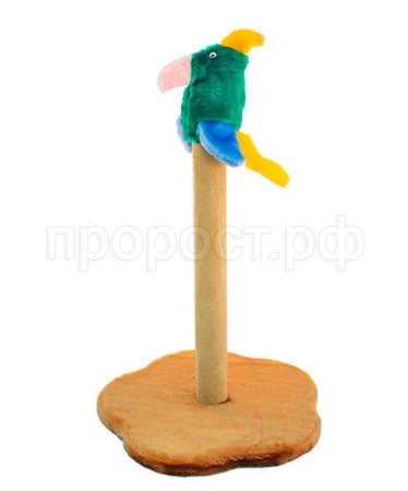 Когтеточка столбик с попугаем джутовый 38*38*59  ЧИП /8321 Когтеточка столбик с попугаем джутовый 38*38*59  ЧИП /8321