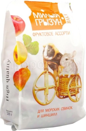 Корм для шиншилл и морских свинок Фруктовое ассорти ВАКА High Quality Милый грызун 200гр Корм для шиншилл и морских свинок Фруктовое ассорти ВАКА High Quality Милый грызун 200гр