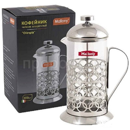 Чайник/кофейник (кофе-пресс) Olimpia Т046-600мл (сталь)  Чайник/кофейник (кофе-пресс) Olimpia Т046-600мл (сталь)