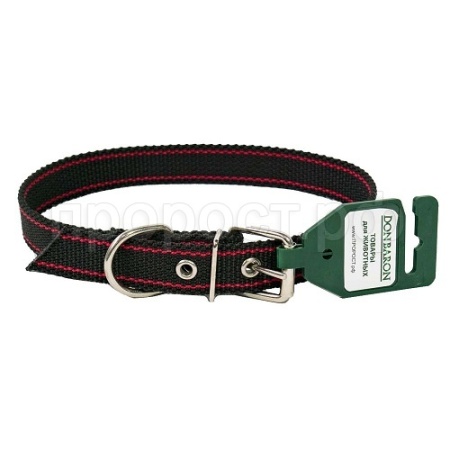 Ошейник 1сл капрон 25мм черный с красными полосами DONBARON Ошейник 1сл капрон 25мм черный с красными полосами DONBARON