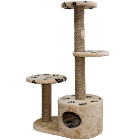 Когтеточка домик с 2-умя полками и домиком круглая мех джут беж с игрушкой 112*66*38см/DONBARON Когтеточка домик с 2-умя полками и домиком круглая мех джут беж с игрушкой 112*66*38см/DONBARON