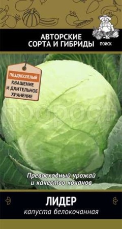 Капуста белокочанная Лидер 0,5г  Капуста белокочанная Лидер 0,5г