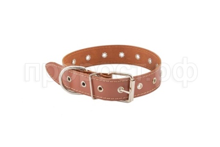 Ошейник кожа 35мм ЧИП натурал кожа простроч.до 71см коричневый/51038кор/Дарэлл