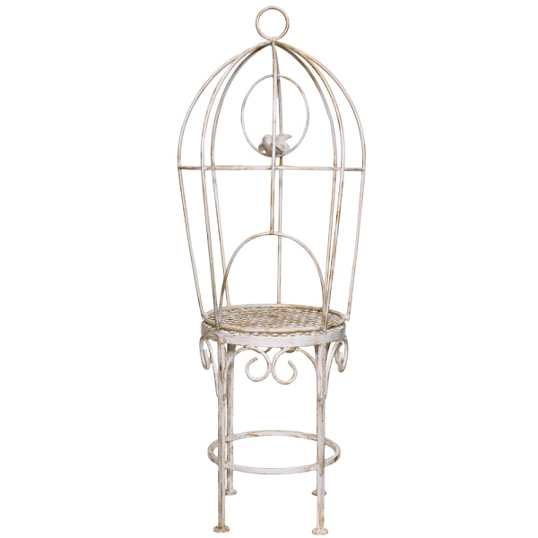 Клетка с птицей садовый декор РЗДИ белый антик/1шт