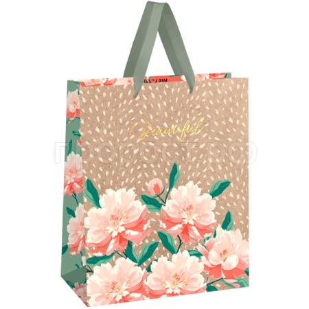 Пакет подарочный 33*42*12см "Flowers" фольга, крафт MESHU/371090/Рельеф Пакет подарочный 33*42*12см "Flowers" фольга, крафт MESHU/371090/Рельеф