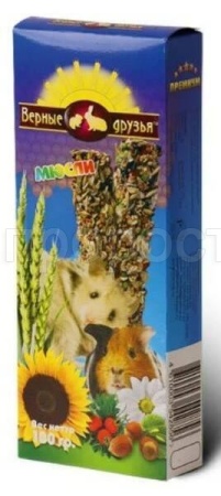 Лакомство для грызунов Палочки Мюсли Верные друзья 100гр Лакомство для грызунов Палочки Мюсли Верные друзья 100гр